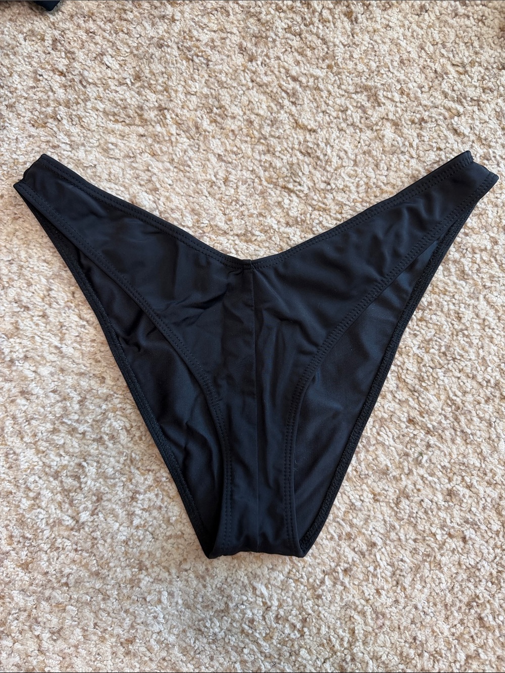 Reformation Black Bikini Bottom Small High Cut